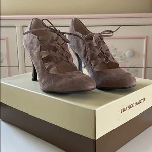 Franco Sarto Mohair Suede Lace Up Heels